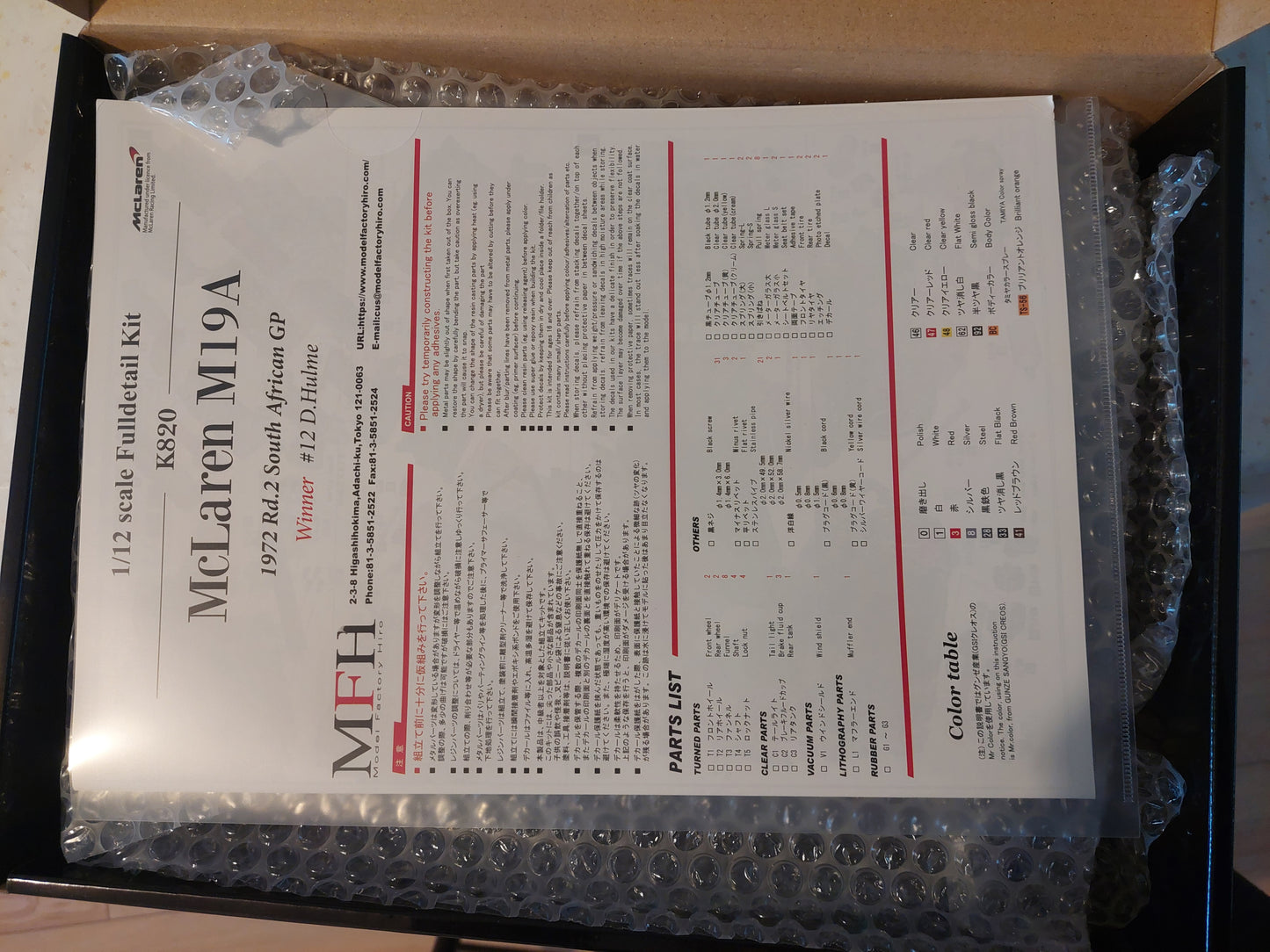 (H4JS) K820 - 1/12scale Fulldetail Kit : McLaren M19A