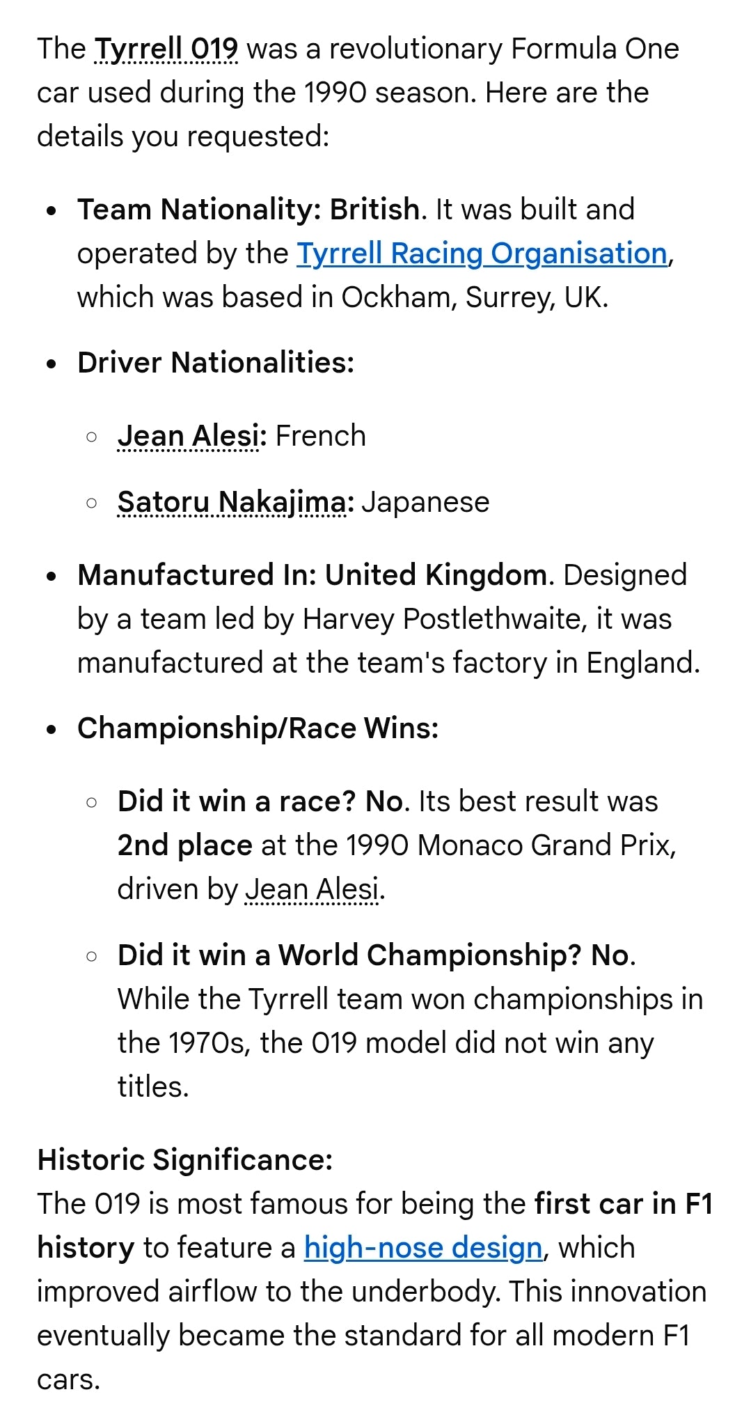 (H09)MFH K865 - : Tyrrell 019